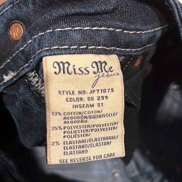 MISS ME STRETCH EMBELLISHED wings distressed DARK WASH DENIM JEANS SIZE 27 - Picture 7 of 13